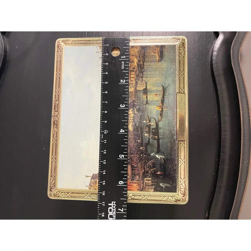 Vintage Canaletto Ponte Di Rialto Venice Art Tin Made in England Canco Burgundy